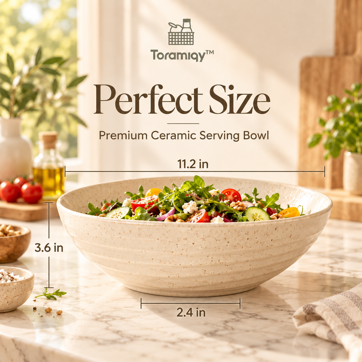 Toramiqy™ Savor Stone – Premium Ceramic Serving Bowl, Minimalist Salad Bowl, Pasta Bowl & Modern Table Serveware