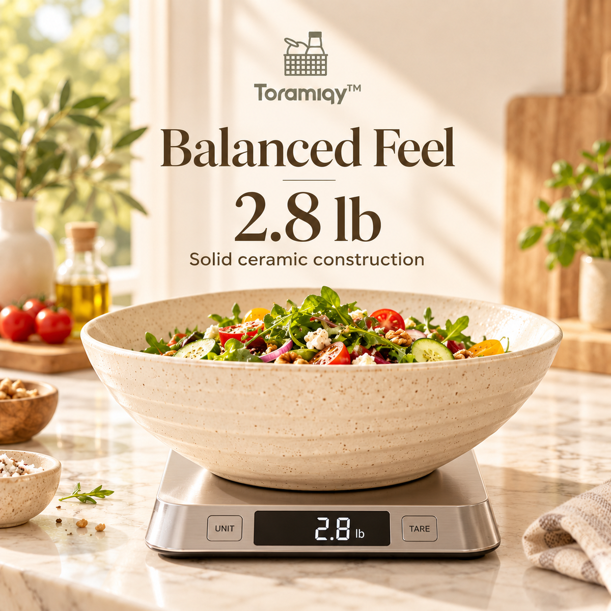 Toramiqy™ Savor Stone – Premium Ceramic Serving Bowl, Minimalist Salad Bowl, Pasta Bowl & Modern Table Serveware
