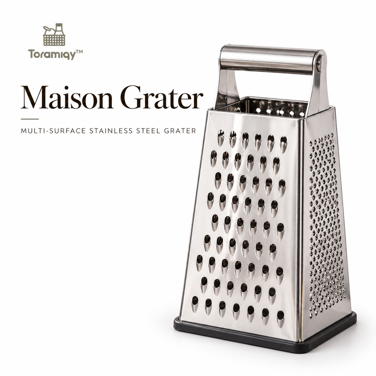 Toramiqy™ Maison Grater – Premium Stainless Steel Box Grater, Multi-Surface Cheese Grater, Vegetable Shredder, Slicer & Zester