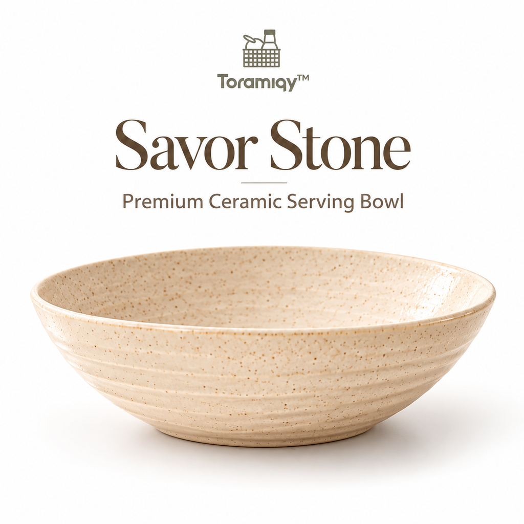 Toramiqy™ Savor Stone – Premium Ceramic Serving Bowl, Minimalist Salad Bowl, Pasta Bowl & Modern Table Serveware