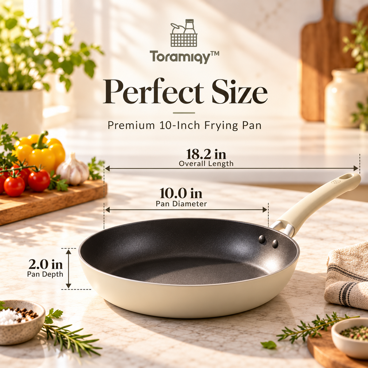 Toramiqy™ Atelier Pan – Premium 10-Inch Nonstick Frying Pan, Everyday Skillet for Eggs, Steak, Vegetables & Home Cooking
