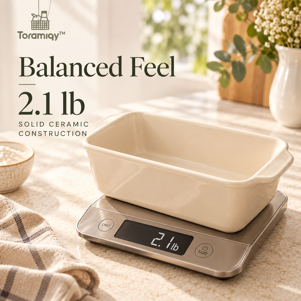 Toramiqy™ Atelier Bake – Premium Ceramic Loaf Pan, Minimalist Bread Baking Dish for Banana Bread, Meatloaf, Cake & Desserts