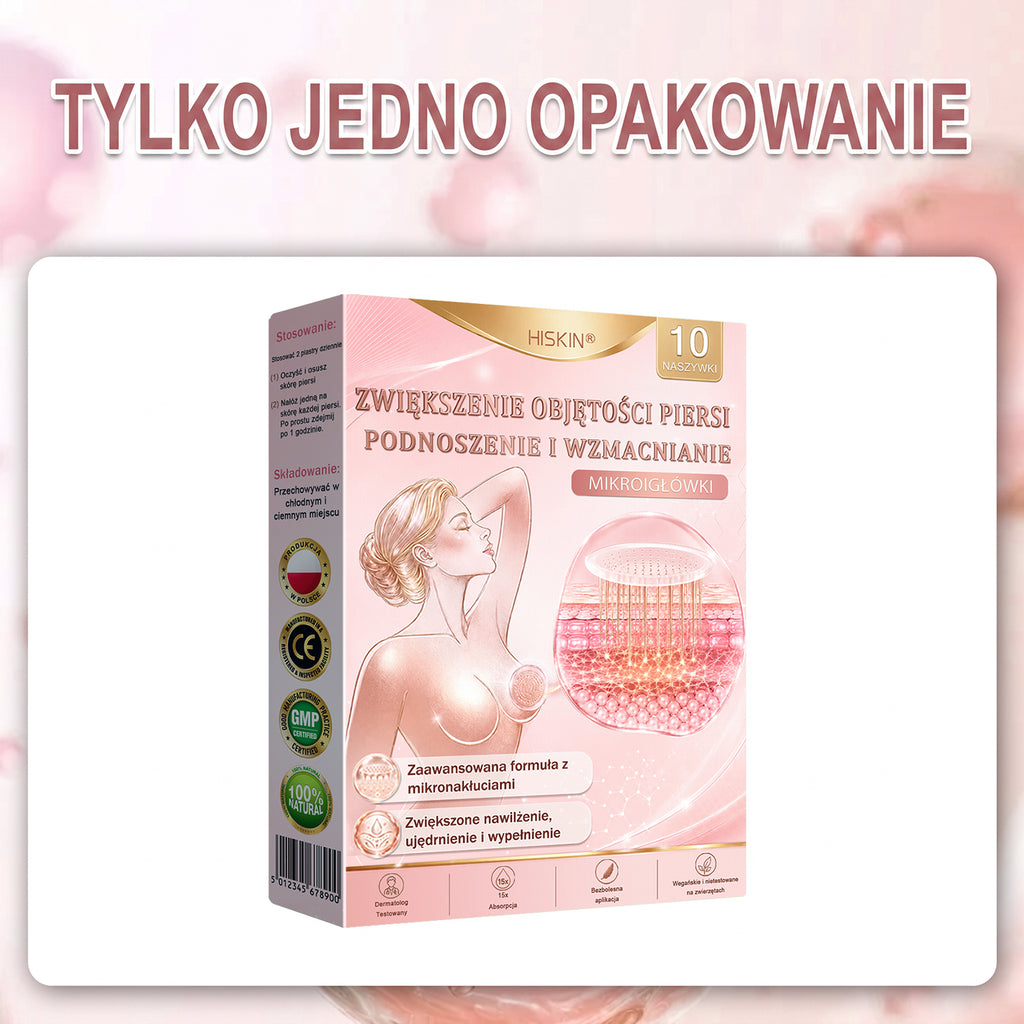 🌟 HISKIN® Mikroigłowe plastry na piersi wspierające efekt pełniejszego wyglądu, liftingu i ujędrnienia