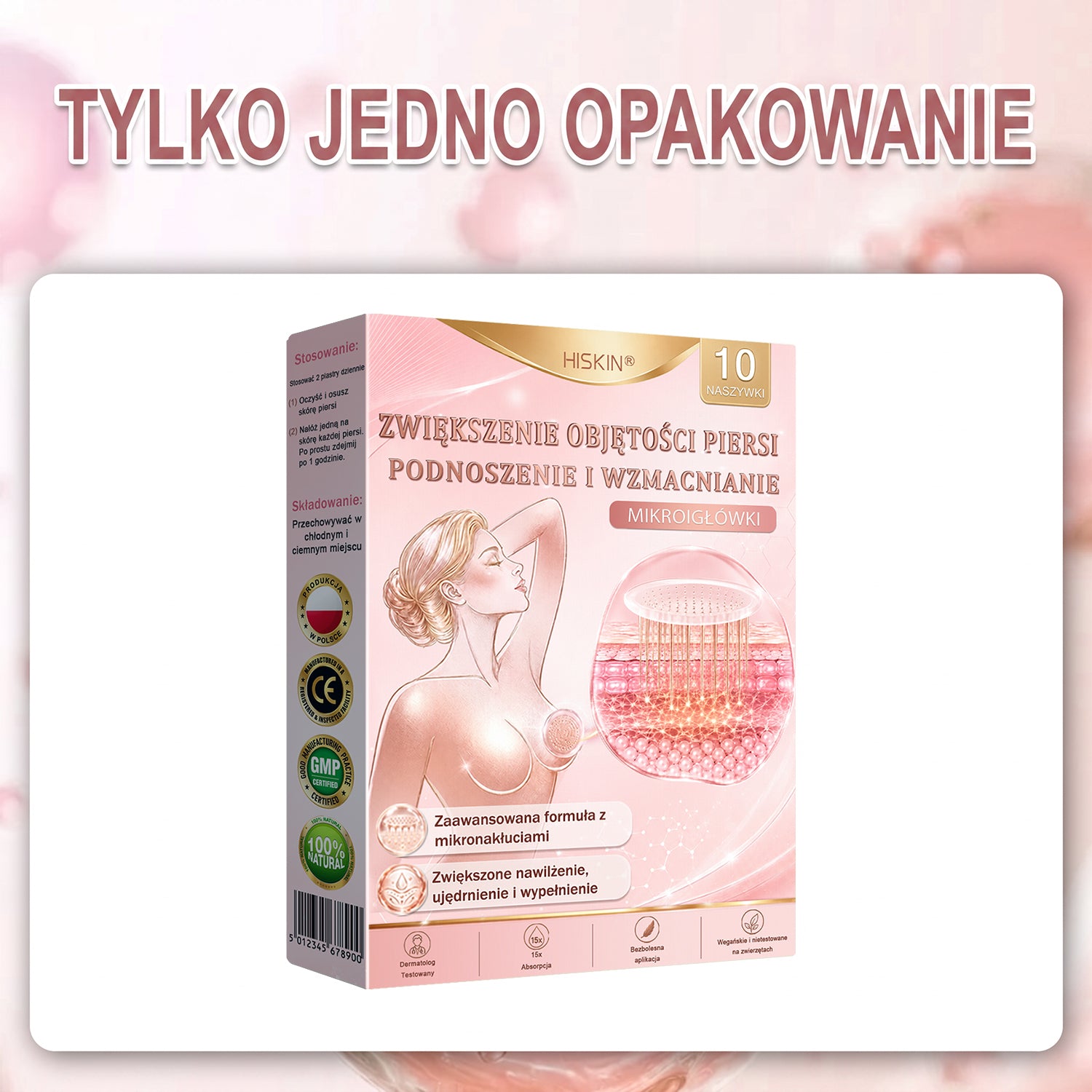 🌟 HISKIN® Mikroigłowe plastry na piersi wspierające efekt pełniejszego wyglądu, liftingu i ujędrnienia