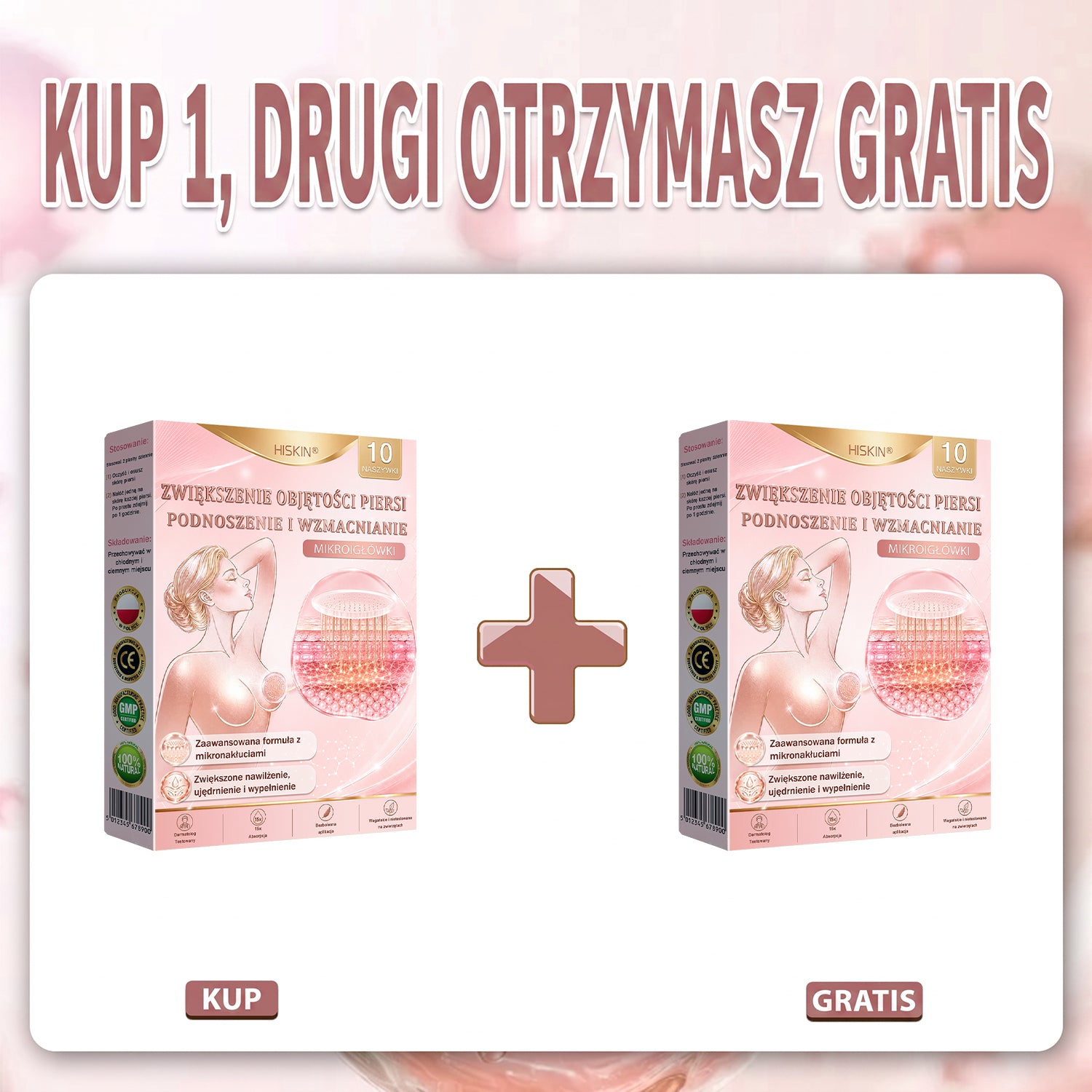 🌟 HISKIN® Mikroigłowe plastry na piersi wspierające efekt pełniejszego wyglądu, liftingu i ujędrnienia