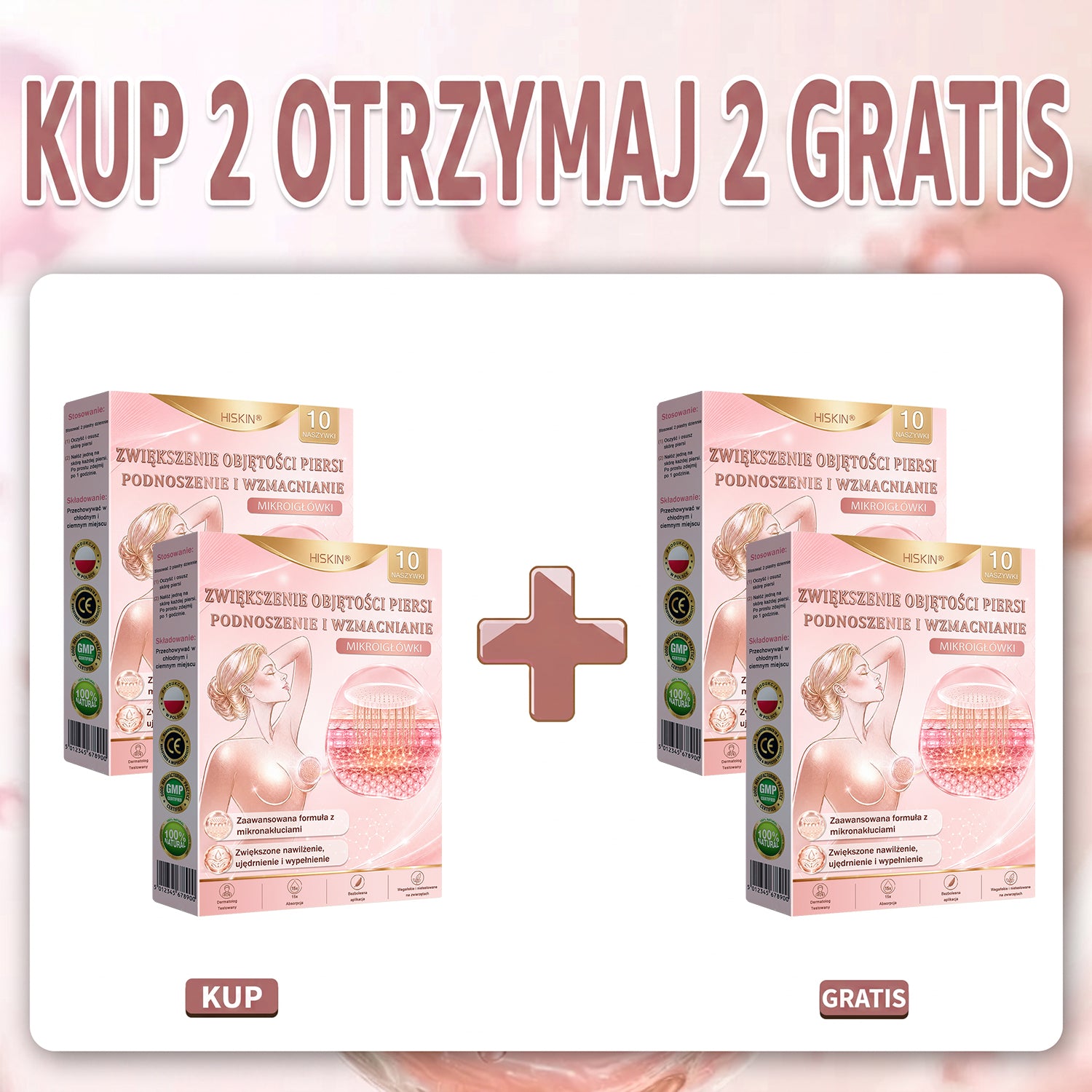 🌟 HISKIN® Mikroigłowe plastry na piersi wspierające efekt pełniejszego wyglądu, liftingu i ujędrnienia