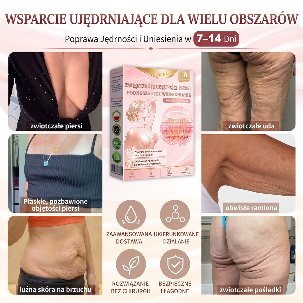 🌟 HISKIN® Mikroigłowe plastry na piersi wspierające efekt pełniejszego wyglądu, liftingu i ujędrnienia