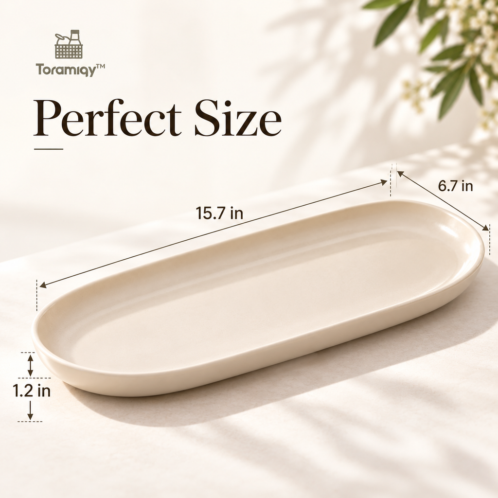 Toramiqy™ Savor Platter – Premium Ceramic Serving Platter, Minimalist Appetizer Tray, Dessert Plate & Modern Entertaining Serveware