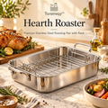 Toramiqy™ Hearth Roaster – Premium Stainless Steel Roasting Pan with Rack, Large Oven Roaster for Turkey, Chicken, Vegetables & Family Meals