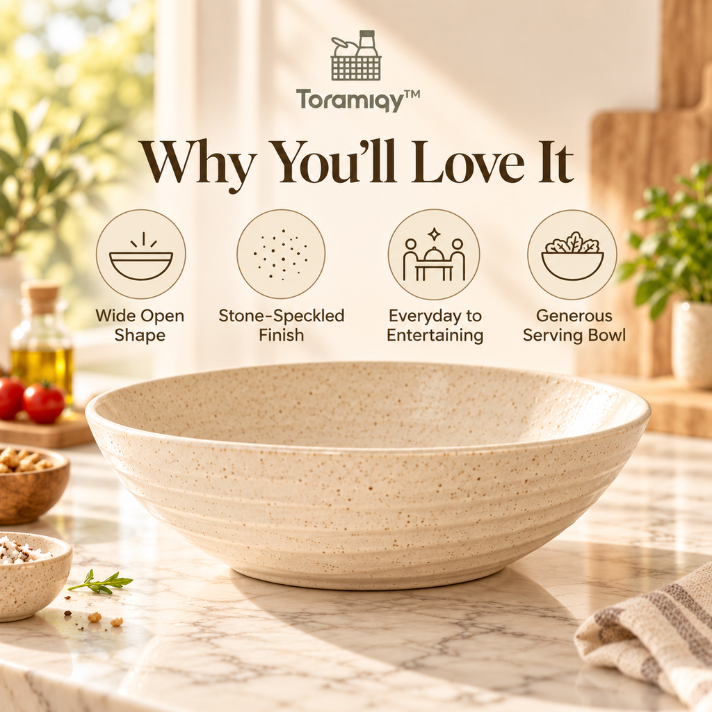 Toramiqy™ Savor Stone – Premium Ceramic Serving Bowl, Minimalist Salad Bowl, Pasta Bowl & Modern Table Serveware