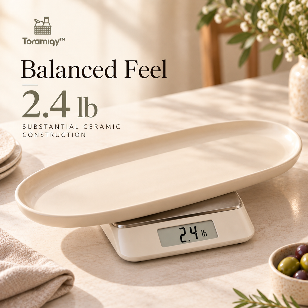 Toramiqy™ Savor Platter – Premium Ceramic Serving Platter, Minimalist Appetizer Tray, Dessert Plate & Modern Entertaining Serveware
